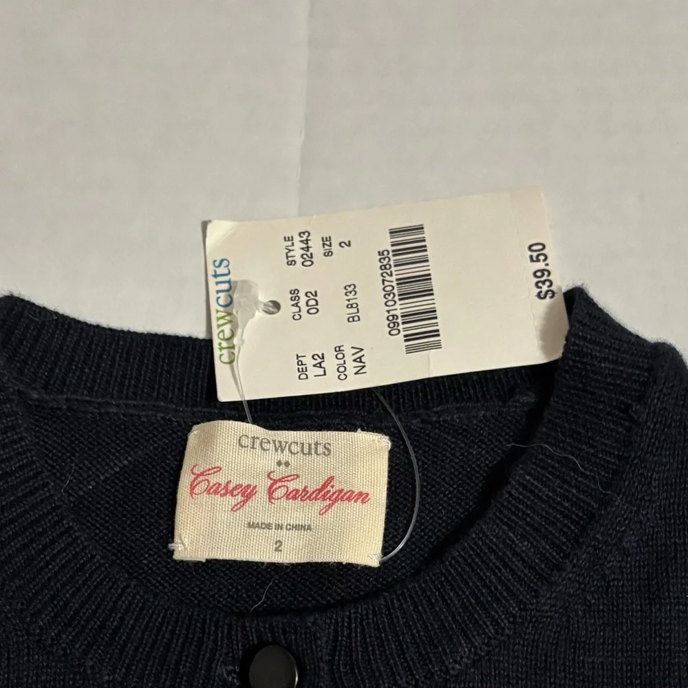 Crewcuts Navy Cardigan size 2 NWT
